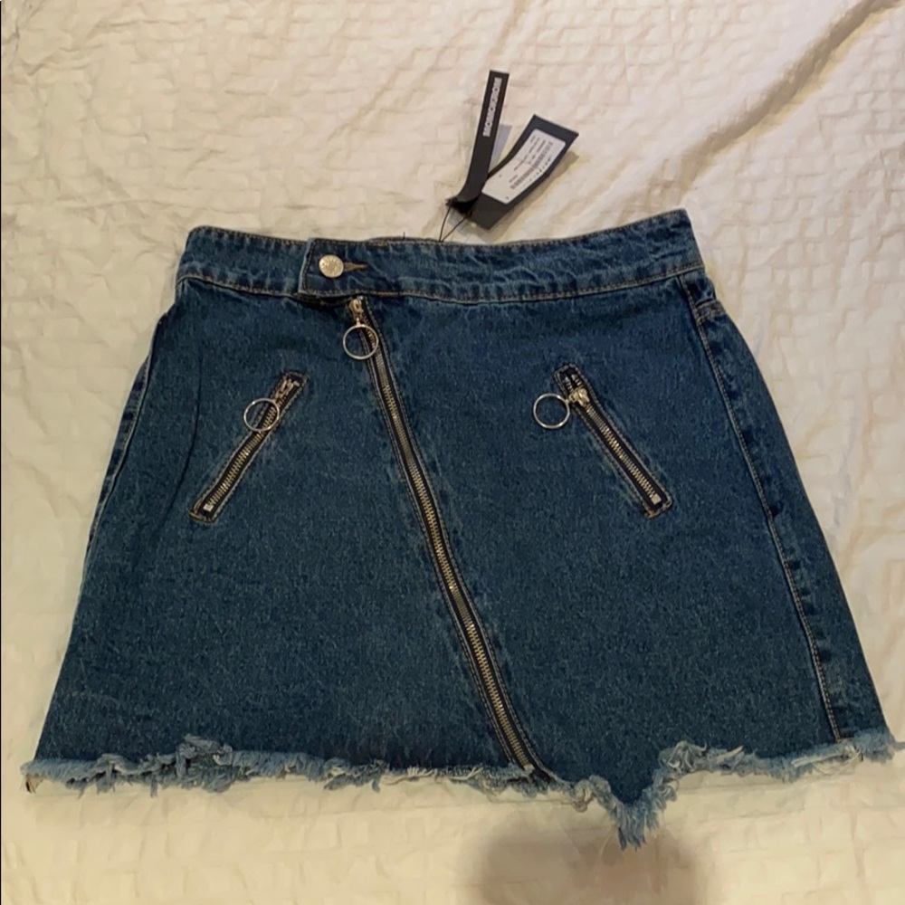 Brand new denim skirt with zippers